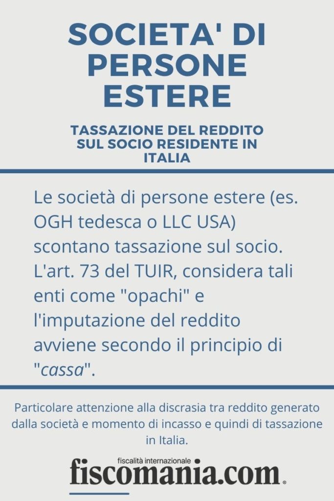 Società di persone estere e tassazione sui soci italiani