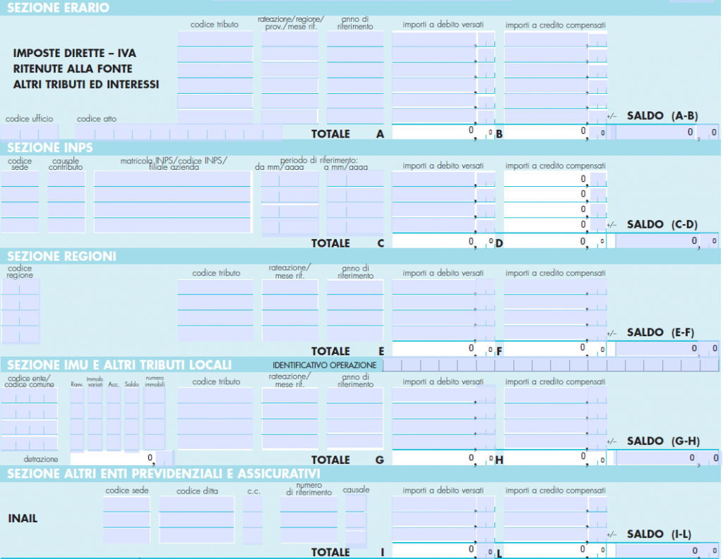 Modello F24 editabilecompilabile online in PDF gratis - Fiscomania