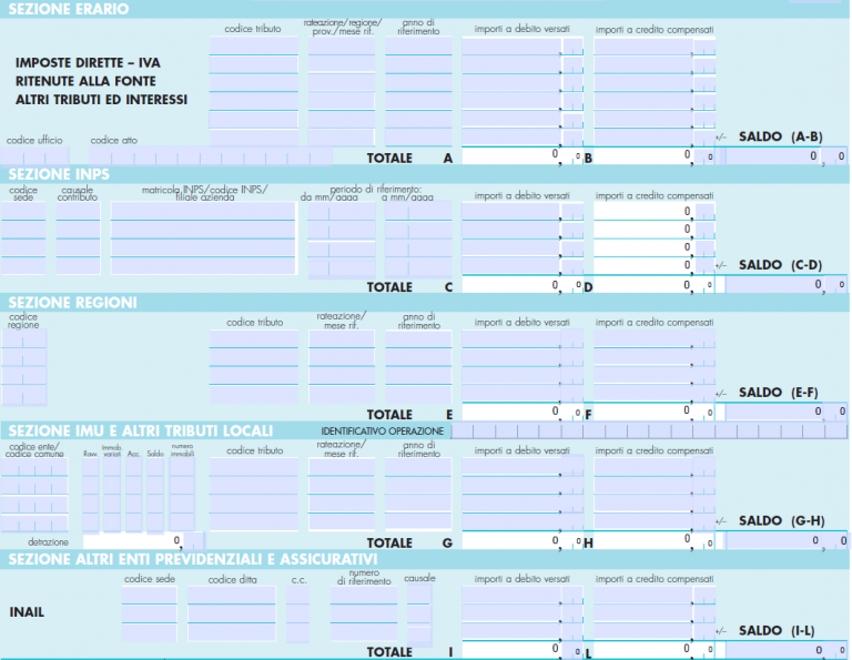 Modello F24 editabile/compilabile online in PDF gratis - Fiscomania