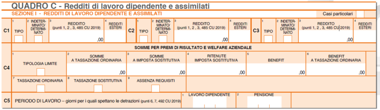 Il Quadro C Modello 730 2020 Redditi Lavoro Dipendente Fiscomania