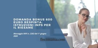 Domanda bonus 600 euro respinta
