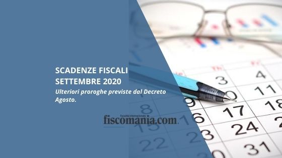 Scadenze fiscali settembre 2020