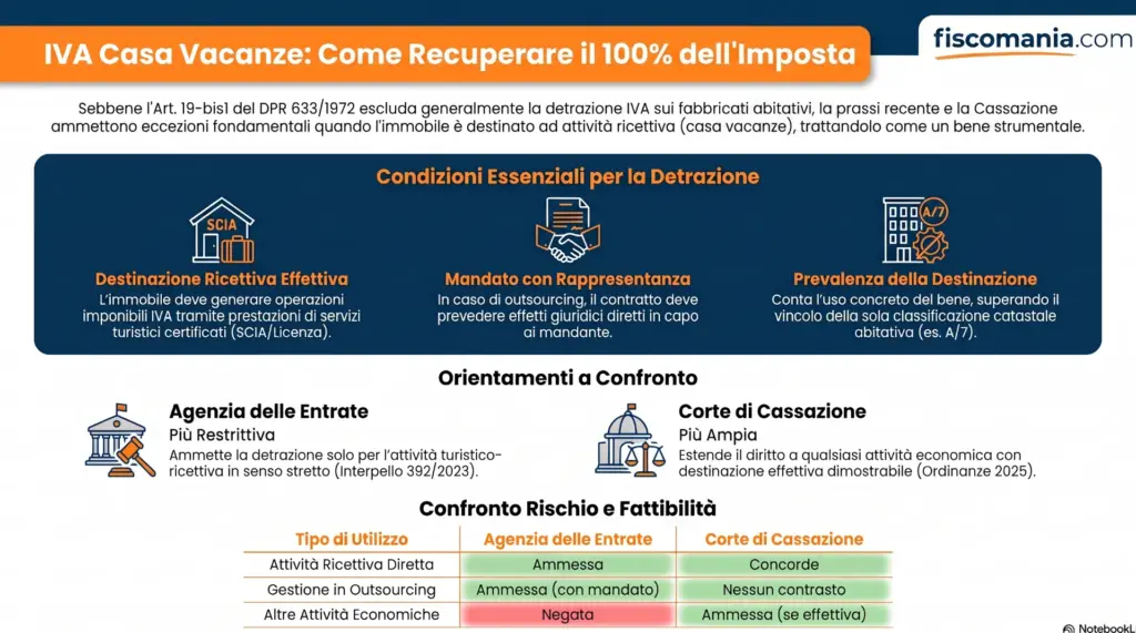 IVA-detraibile-casa-vacanze-norma-prassi-Cassazione-confronto-infografica