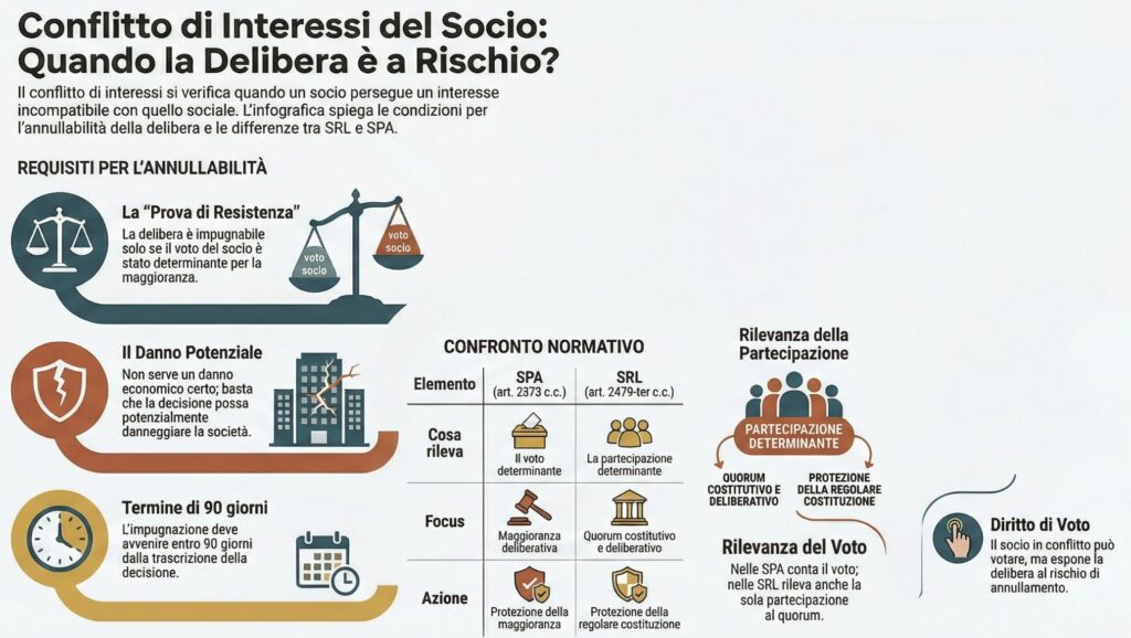 Conflitto-interessi-socio-analisi-rischi-validità-delibere-infografica