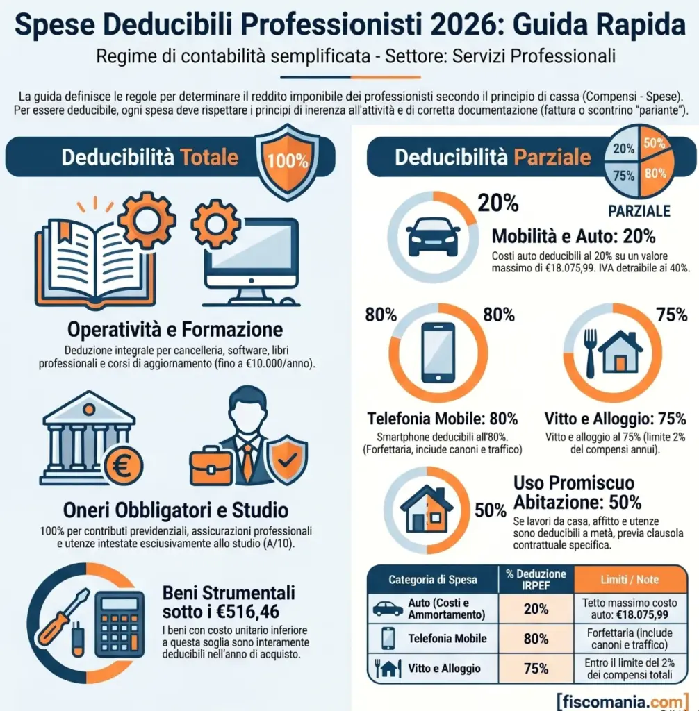 Spese-deducibili-dei-professionisti-percentuali-limiti-regole-fiscali-infografica