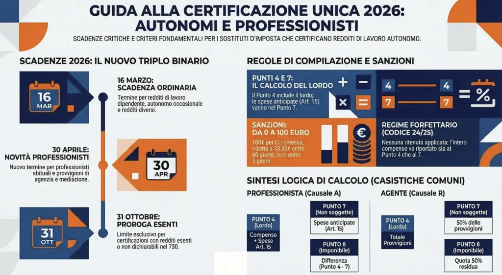 Certificazione-unica-redditi-lavoro-autonomo-modello-CU-guida-sanzioni-infografica