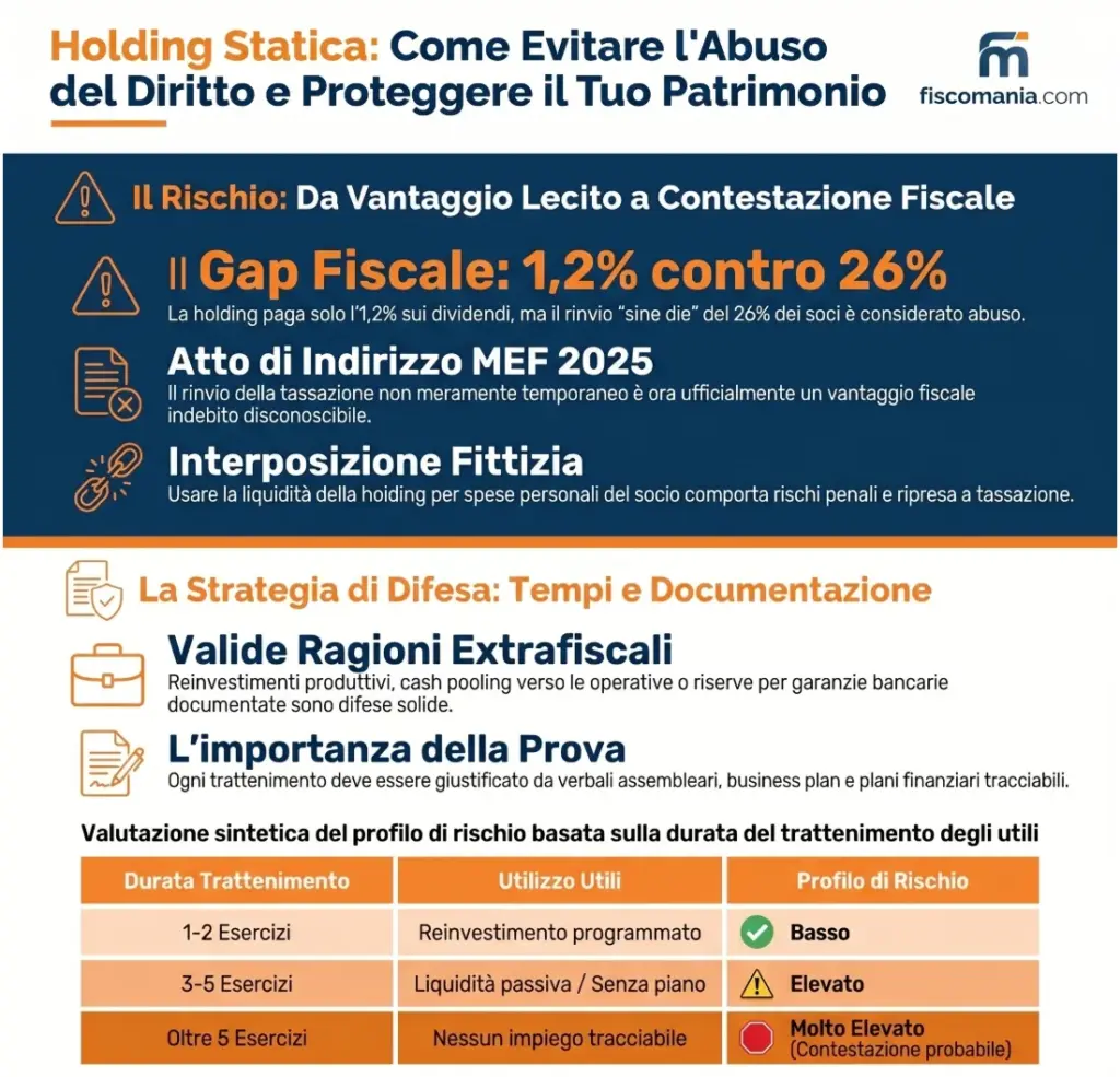 Holding-statica-utili-non-distribuiti-rischio-abuso-del-diritto-infografica