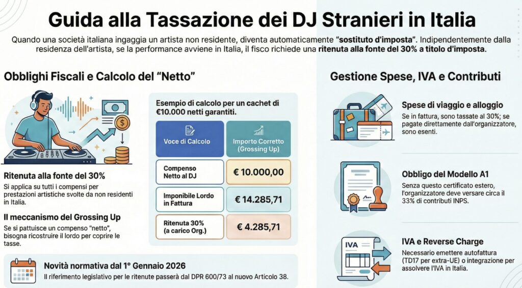 Tassazione-DJ-stranieri-Italia-ritenuta-IVA-previdenza-infografica
