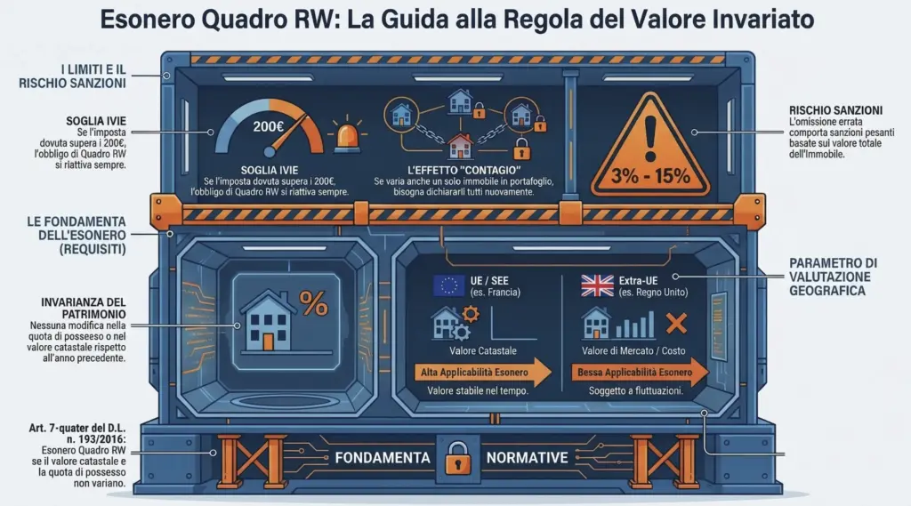 Esonero-Quadro-RW-immobili-esteri-regola-valore-invariato-infografica