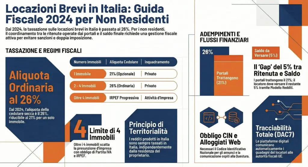 Locazioni-brevi-non-residenti-aliquota-26%-ritenute-obblighi-intermediari-infografica