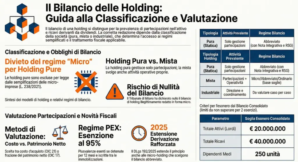 Bilancio-delle-holding-specificità-contabili-valutazione-partecipazioni-regime-fiscale-infografica