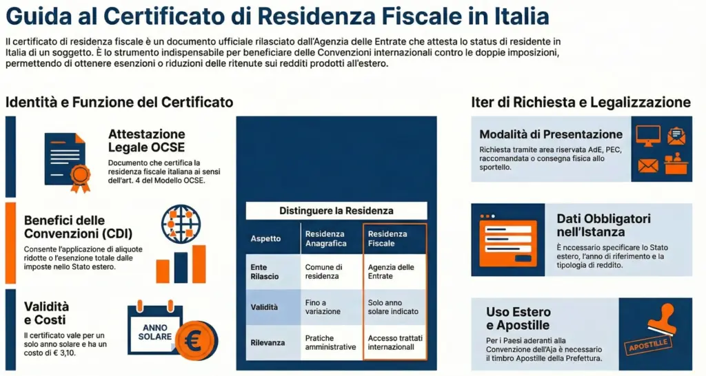 Certificato-residenza-fiscale-Italia-richiesta-guida-utilizzo-infografica