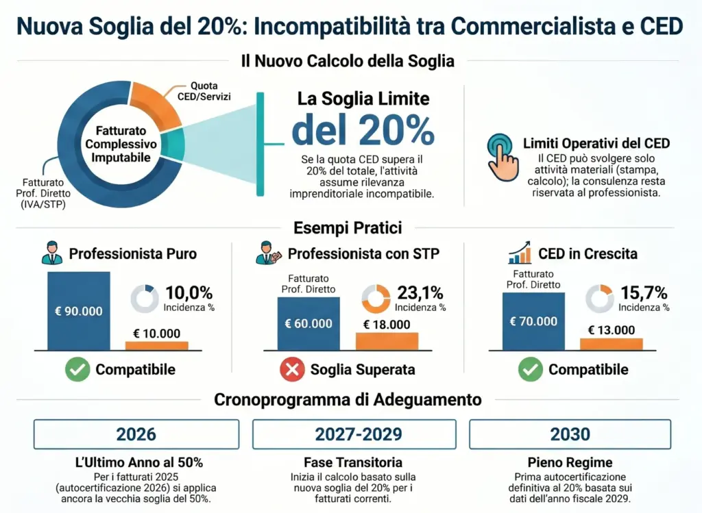 Incompatibilità-commercialista-società-di-servizi-CED-nuova-soglia-20%-infografica