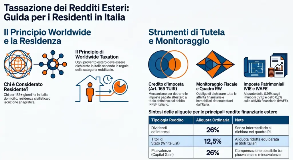 Tassazione-redditi-esteri-residenti-Italia-dichiarazione-guida-infografica