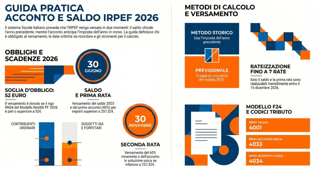 Acconto-saldo-IRPEF-scadenze-calcolo-versamento-infografica