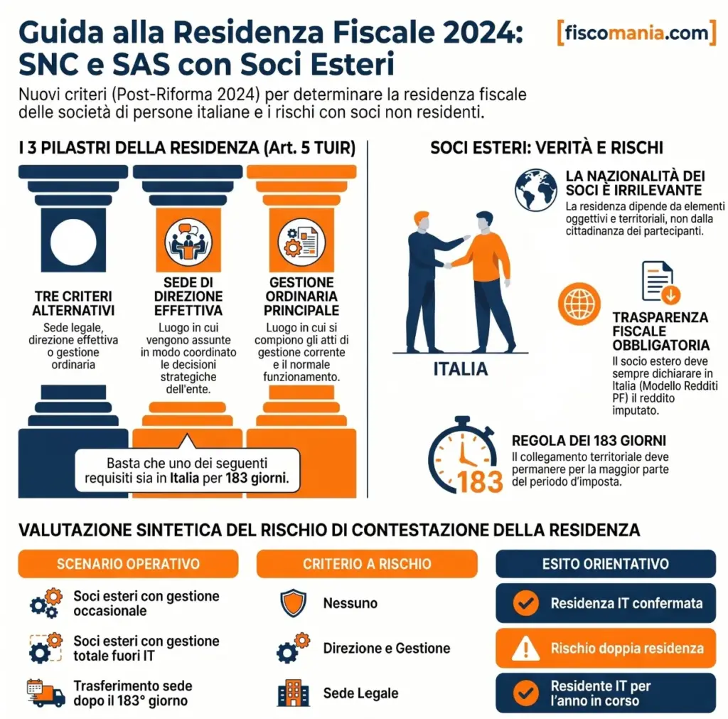 Residenza-fiscale-SNC-SAS-soci-esteri-criteri-rischi-adempimenti-infografica