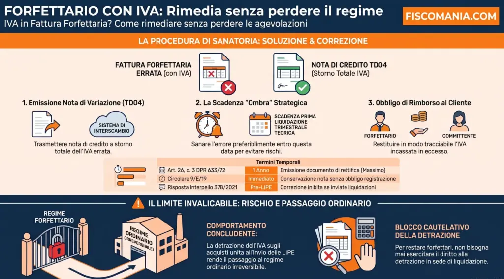 Regime-forfettario-fattura-con-IVA-correzione-comportamento-concludente-infografica