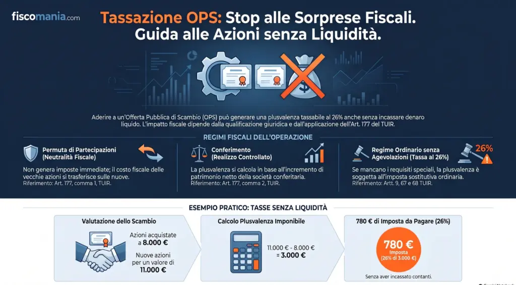 Offerta-pubblica-di-scambio-(OPS)-tassazione-delle-azioni-plusvalenze-infografica